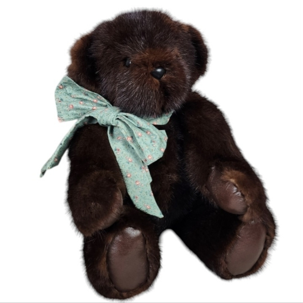 Vintage Handcrafted Genuine  Mink Fur Teddy Bear Jointed 19" Tall